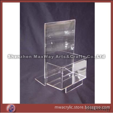 Transparent Acrylic Ballot/Donation Box with Menu/Sign Holder